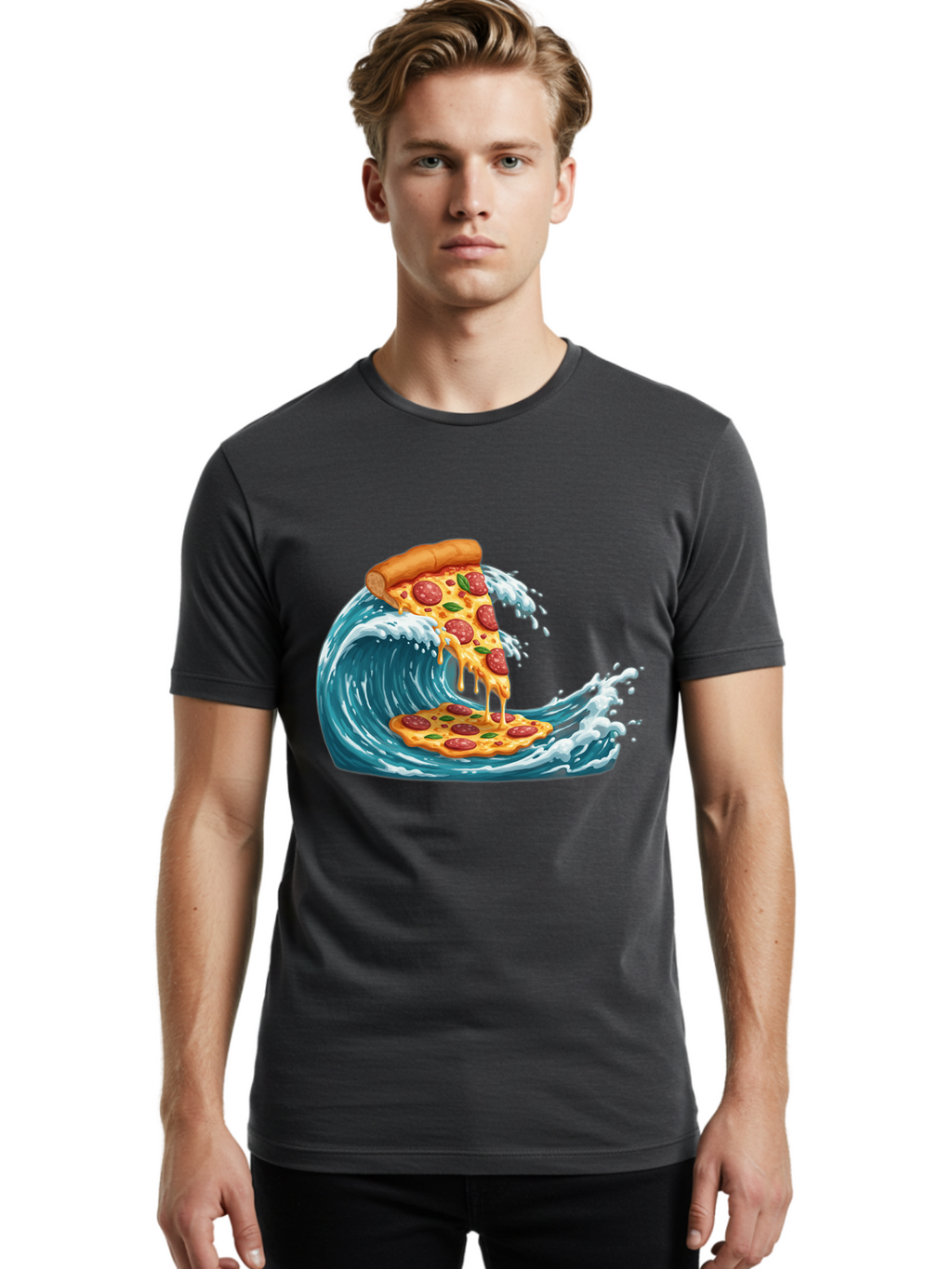 Pizza-Surfing-Wave Men'S Graphic Tee, 100% Cotton, Comfortable Casual Summer Wear, Machine Washable, Vintage Camera, Old Camera, Antique Camera, Black Camera, Classic Photography, Photography Equipment, Nostalgic Device, Film Camera, Bao759
