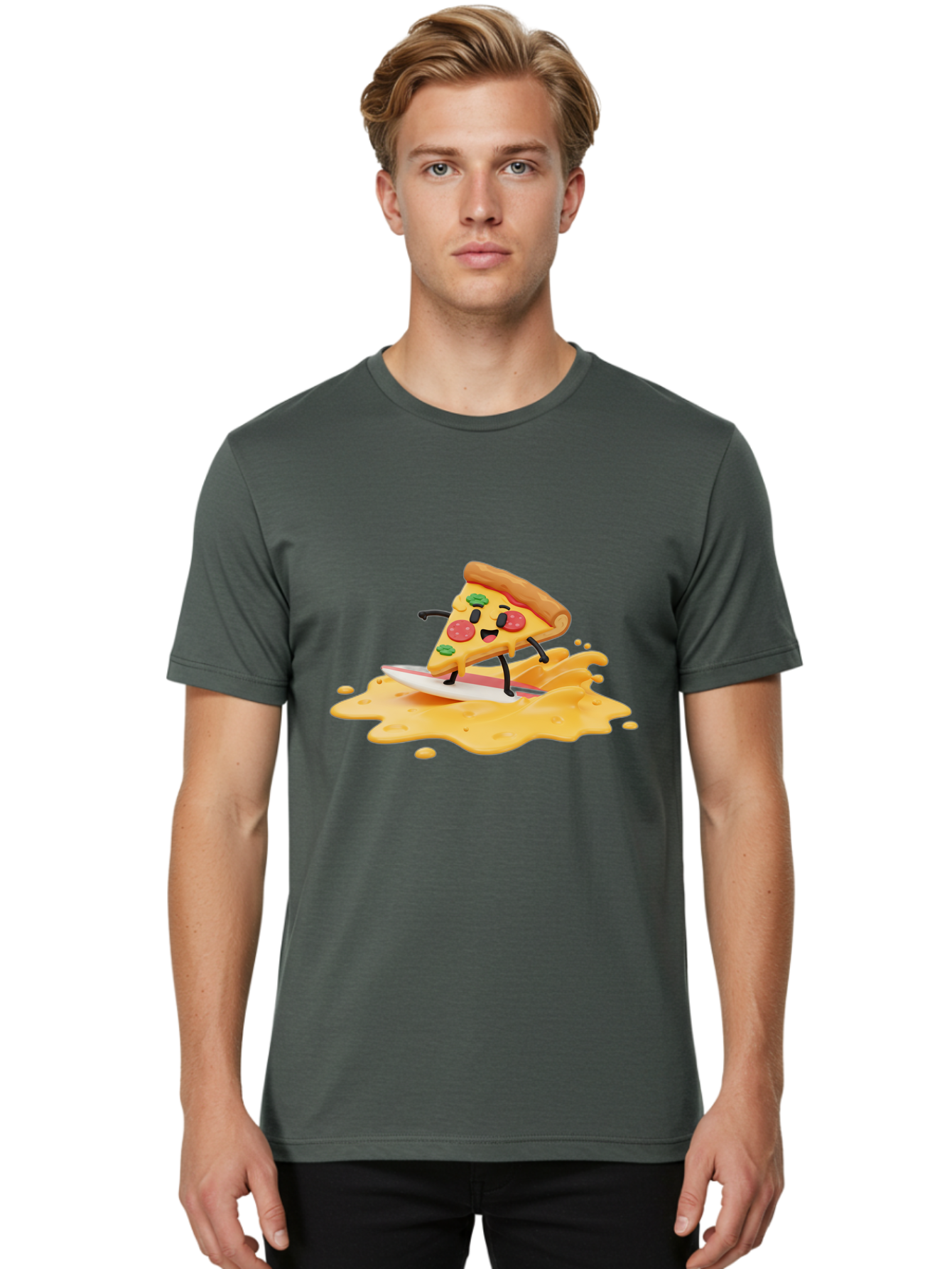 Pizza-Surfing Men'S Graphic Tee, 100% Cotton, Comfortable Casual Summer Wear, Machine Washable, Vintage Camera, Old Camera, Antique Camera, Black Camera, Classic Photography, Photography Equipment, Nostalgic Device, Film Camera, Camera Art Bao760