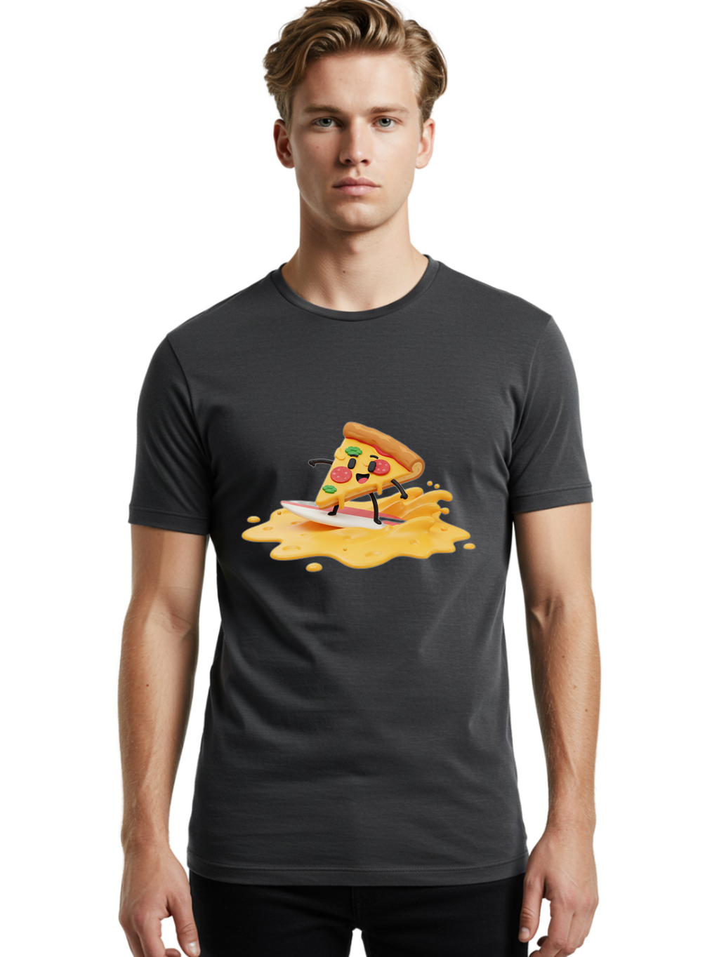 Pizza-Surfing Men'S Graphic Tee, 100% Cotton, Comfortable Casual Summer Wear, Machine Washable, Vintage Camera, Old Camera, Antique Camera, Black Camera, Classic Photography, Photography Equipment, Nostalgic Device, Film Camera, Camera Art Bao760