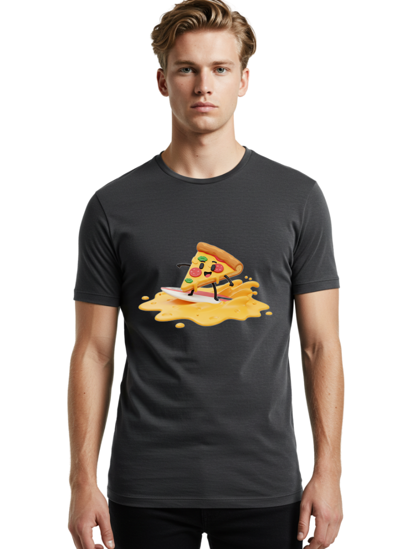 Pizza-Surfing Men'S Graphic Tee, 100% Cotton, Comfortable Casual Summer Wear, Machine Washable, Vintage Camera, Old Camera, Antique Camera, Black Camera, Classic Photography, Photography Equipment, Nostalgic Device, Film Camera, Camera Art Bao760