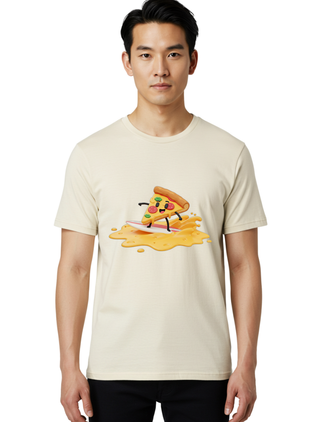Pizza-Surfing Men'S Graphic Tee, 100% Cotton, Comfortable Casual Summer Wear, Machine Washable, Vintage Camera, Old Camera, Antique Camera, Black Camera, Classic Photography, Photography Equipment, Nostalgic Device, Film Camera, Camera Art Bao760