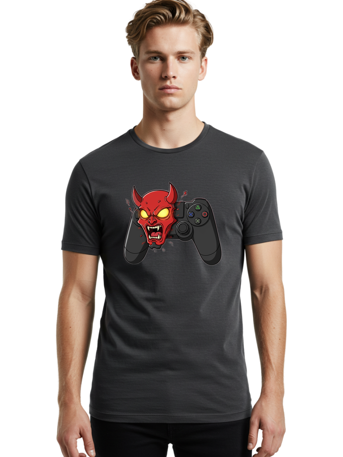 Playstation-Controller-Devil Men'S Graphic Tee, 100% Cotton, Comfortable Casual Summer Wear, Machine Washable, Vintage Camera, Old Camera, Antique Camera, Black Camera, Classic Photography, Photography Equipment, Nostalgic Device, Film Camera, Bao762