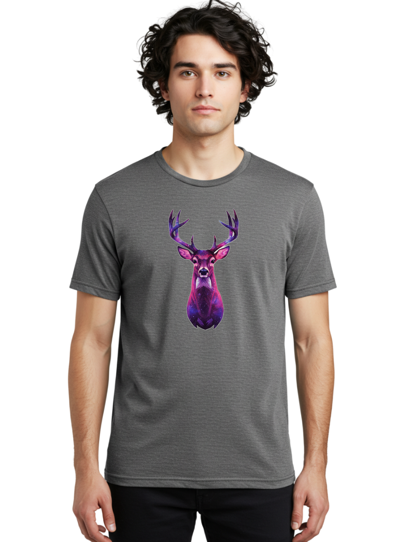 Purple-Deer-Head Men'S Graphic Tee, 100% Cotton, Comfortable Casual Summer Wear, Machine Washable, Vintage Camera, Old Camera, Antique Camera, Black Camera, Classic Photography, Photography Equipment, Nostalgic Device, Film Camera, Camera Art Bao773