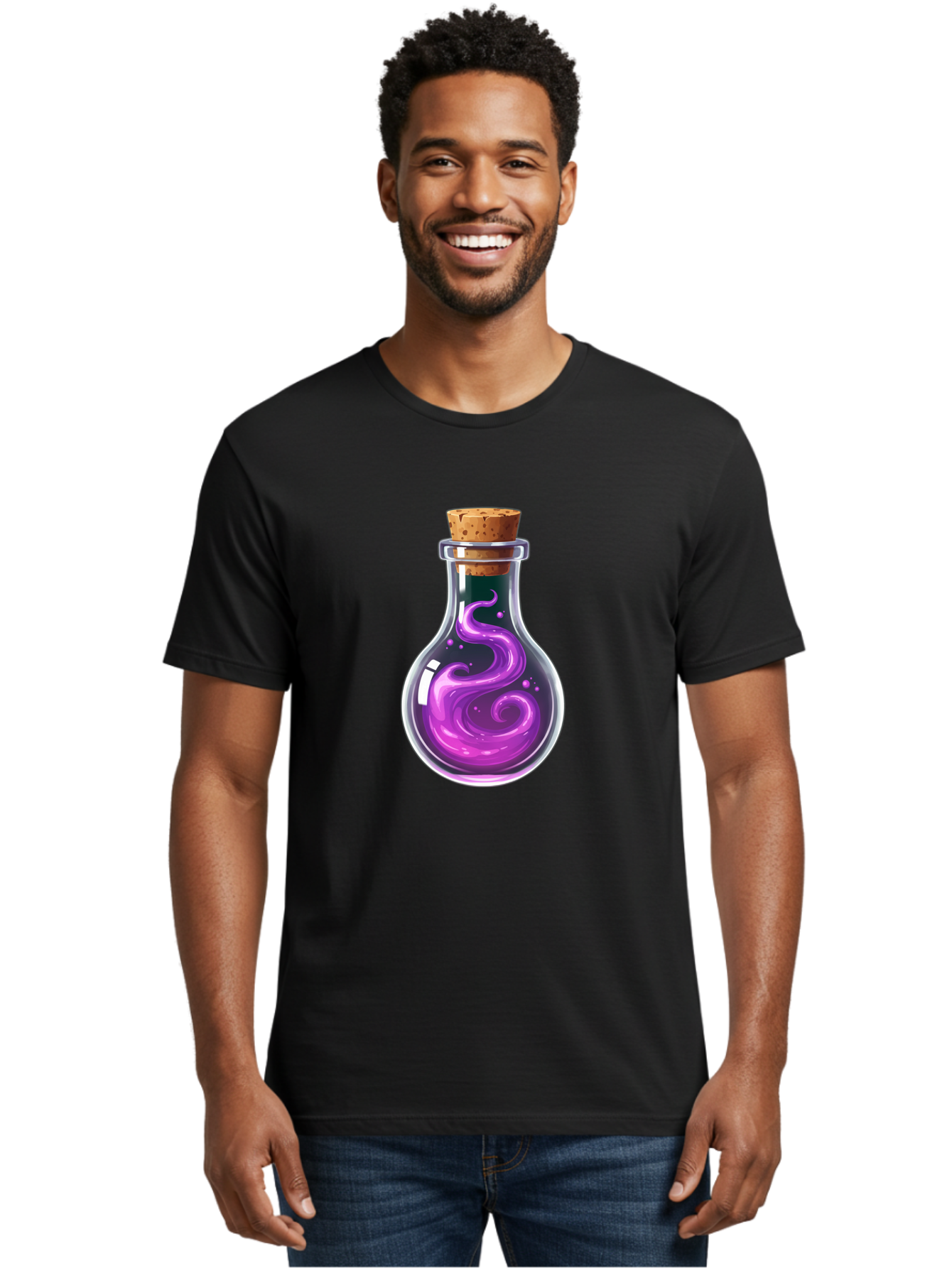 Purple-Potion-Bottle Men'S Graphic Tee, 100% Cotton, Comfortable Casual Summer Wear, Machine Washable, Vintage Camera, Old Camera, Antique Camera, Black Camera, Classic Photography, Photography Equipment, Nostalgic Device, Film Camera, Bao775