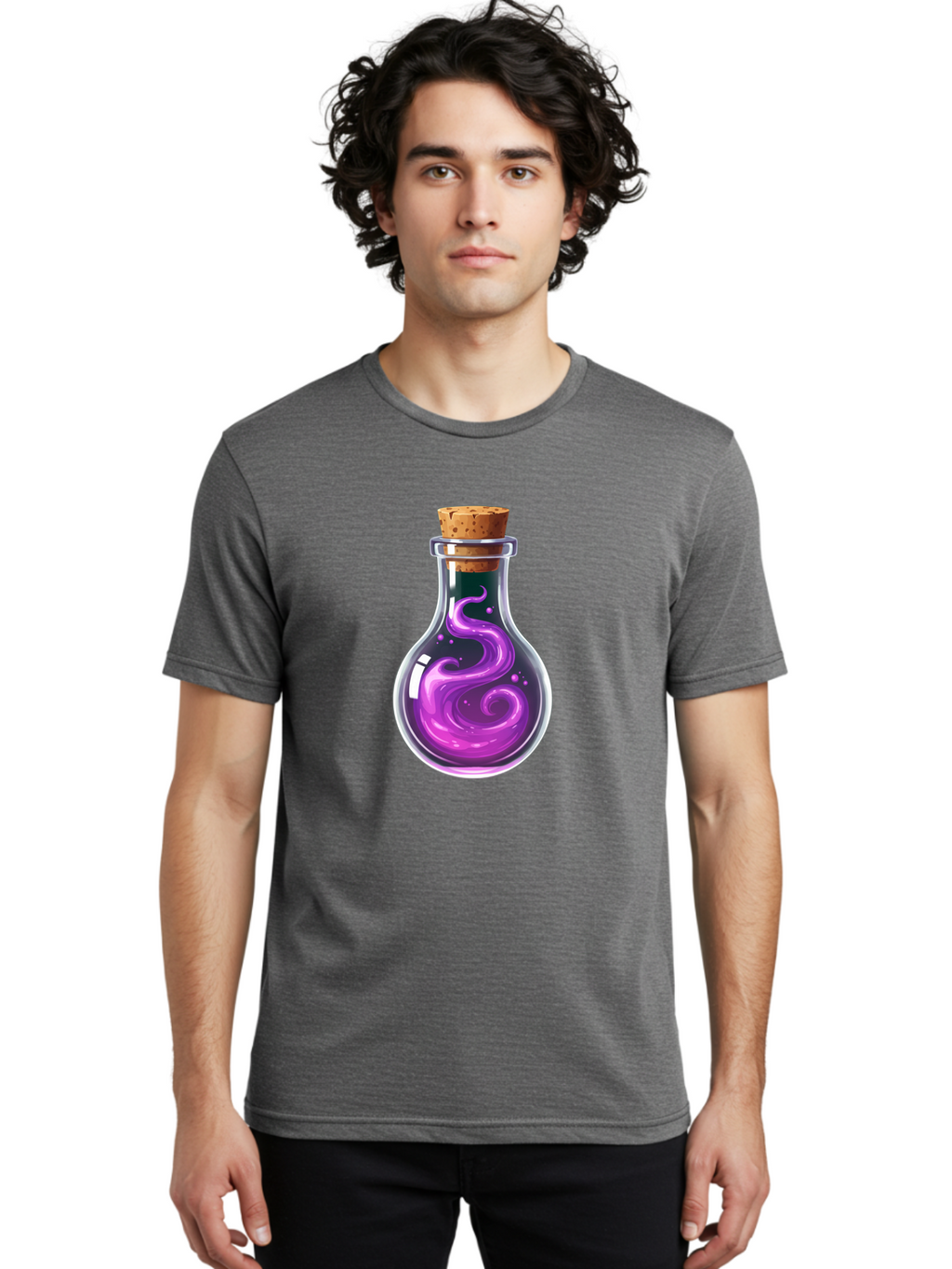 Purple-Potion-Bottle Men'S Graphic Tee, 100% Cotton, Comfortable Casual Summer Wear, Machine Washable, Vintage Camera, Old Camera, Antique Camera, Black Camera, Classic Photography, Photography Equipment, Nostalgic Device, Film Camera, Bao775