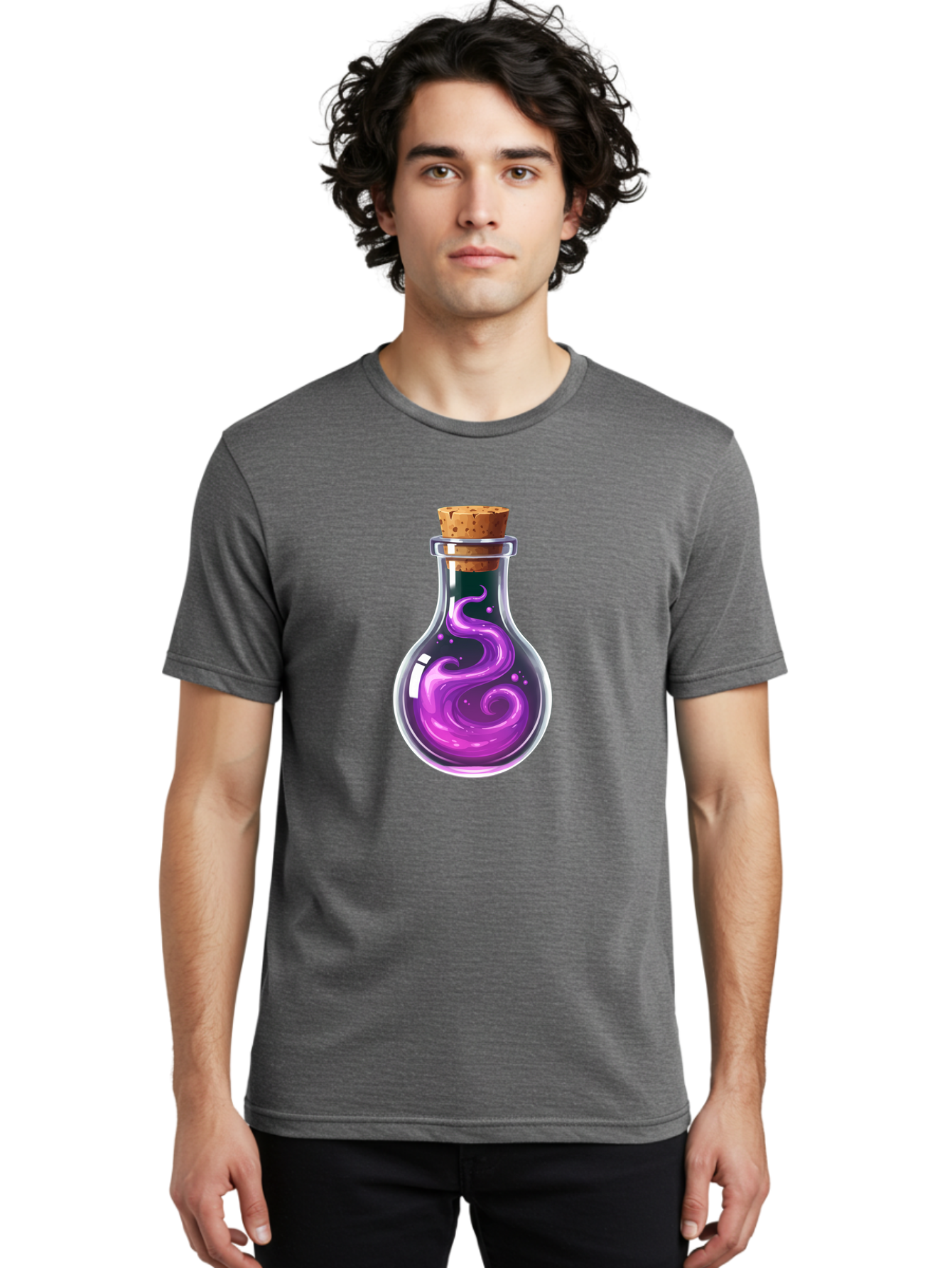 Purple-Potion-Bottle Men'S Graphic Tee, 100% Cotton, Comfortable Casual Summer Wear, Machine Washable, Vintage Camera, Old Camera, Antique Camera, Black Camera, Classic Photography, Photography Equipment, Nostalgic Device, Film Camera, Bao775