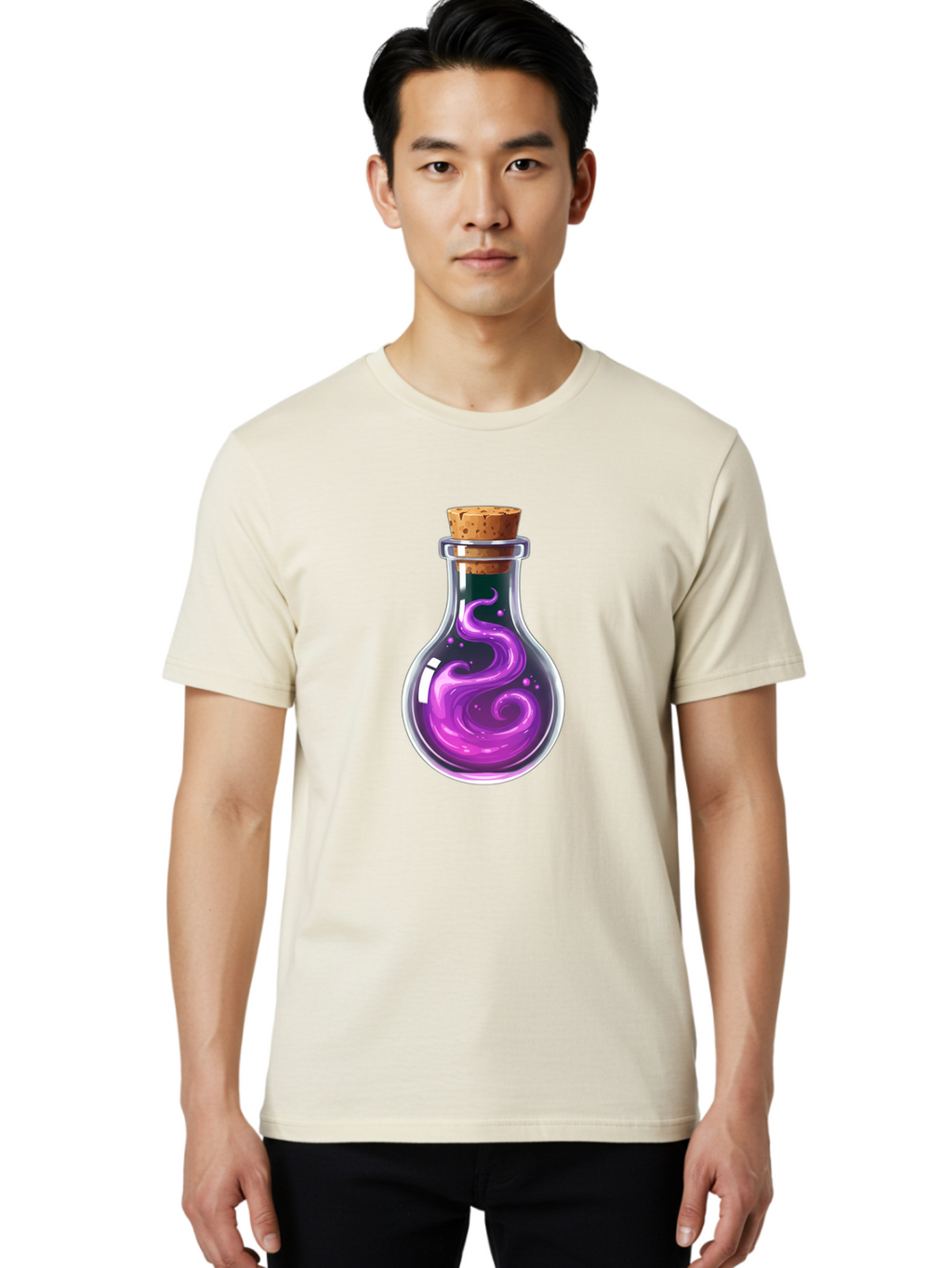 Purple-Potion-Bottle Men'S Graphic Tee, 100% Cotton, Comfortable Casual Summer Wear, Machine Washable, Vintage Camera, Old Camera, Antique Camera, Black Camera, Classic Photography, Photography Equipment, Nostalgic Device, Film Camera, Bao775