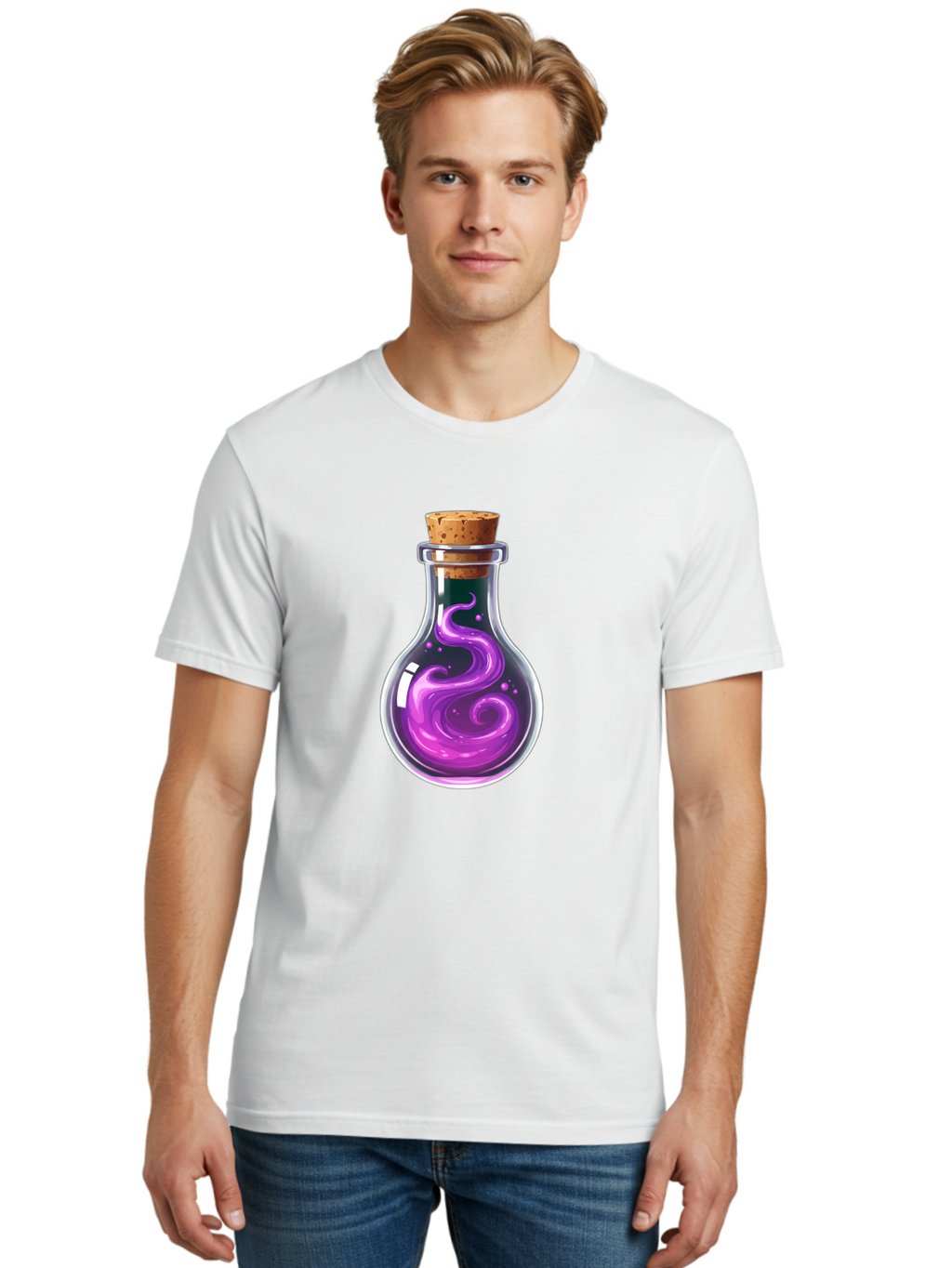 Purple-Potion-Bottle Men'S Graphic Tee, 100% Cotton, Comfortable Casual Summer Wear, Machine Washable, Vintage Camera, Old Camera, Antique Camera, Black Camera, Classic Photography, Photography Equipment, Nostalgic Device, Film Camera, Bao775