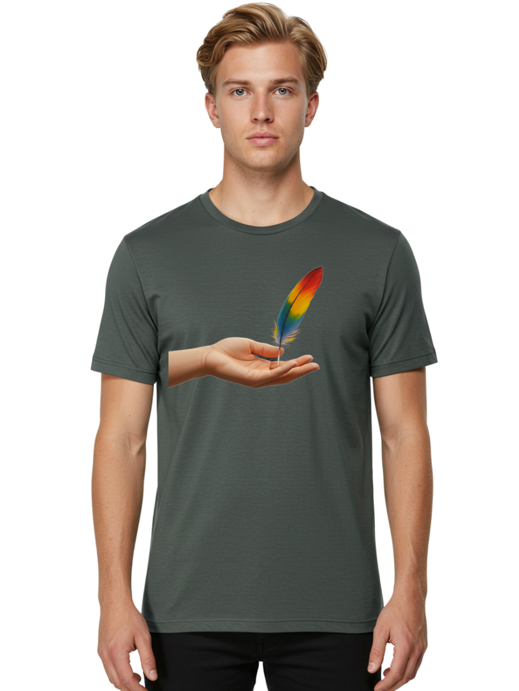Rainbow-Feather Men'S Graphic Tee, 100% Cotton, Comfortable Casual Summer Wear, Machine Washable, Vintage Camera, Old Camera, Antique Camera, Black Camera, Classic Photography, Photography Equipment, Nostalgic Device, Film Camera, Camera Art Bao780