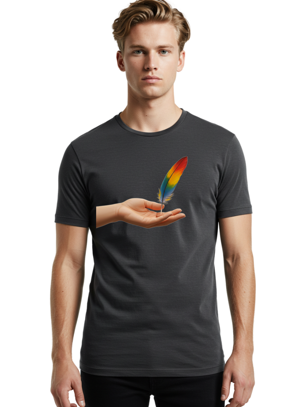 Rainbow-Feather Men'S Graphic Tee, 100% Cotton, Comfortable Casual Summer Wear, Machine Washable, Vintage Camera, Old Camera, Antique Camera, Black Camera, Classic Photography, Photography Equipment, Nostalgic Device, Film Camera, Camera Art Bao780