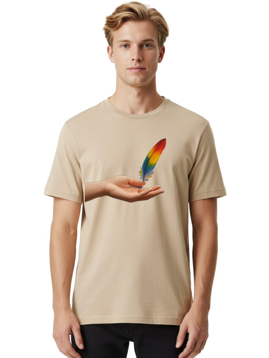 Rainbow-Feather Men'S Graphic Tee, 100% Cotton, Comfortable Casual Summer Wear, Machine Washable, Vintage Camera, Old Camera, Antique Camera, Black Camera, Classic Photography, Photography Equipment, Nostalgic Device, Film Camera, Camera Art Bao780