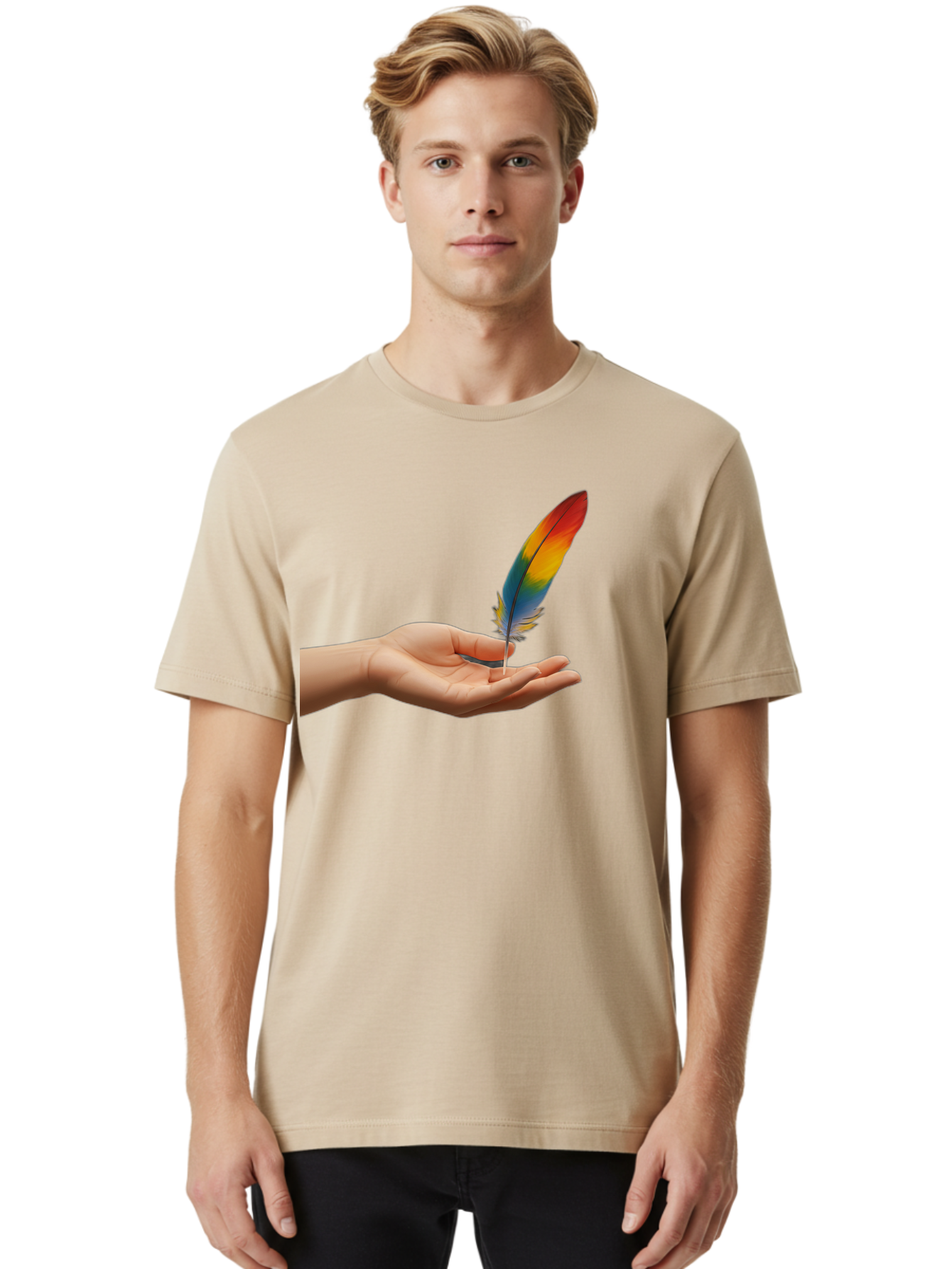 Rainbow-Feather Men'S Graphic Tee, 100% Cotton, Comfortable Casual Summer Wear, Machine Washable, Vintage Camera, Old Camera, Antique Camera, Black Camera, Classic Photography, Photography Equipment, Nostalgic Device, Film Camera, Camera Art Bao780