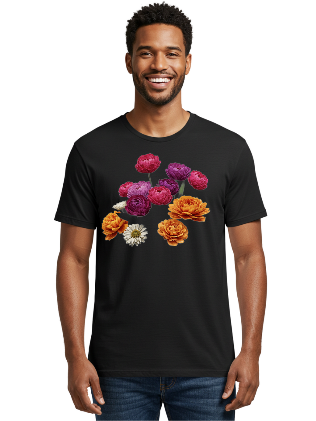 Ranunculus-Flowers Men'S Graphic Tee, 100% Cotton, Comfortable Casual Summer Wear, Machine Washable, Vintage Camera, Old Camera, Antique Camera, Black Camera, Classic Photography, Photography Equipment, Nostalgic Device, Film Camera, Bao783