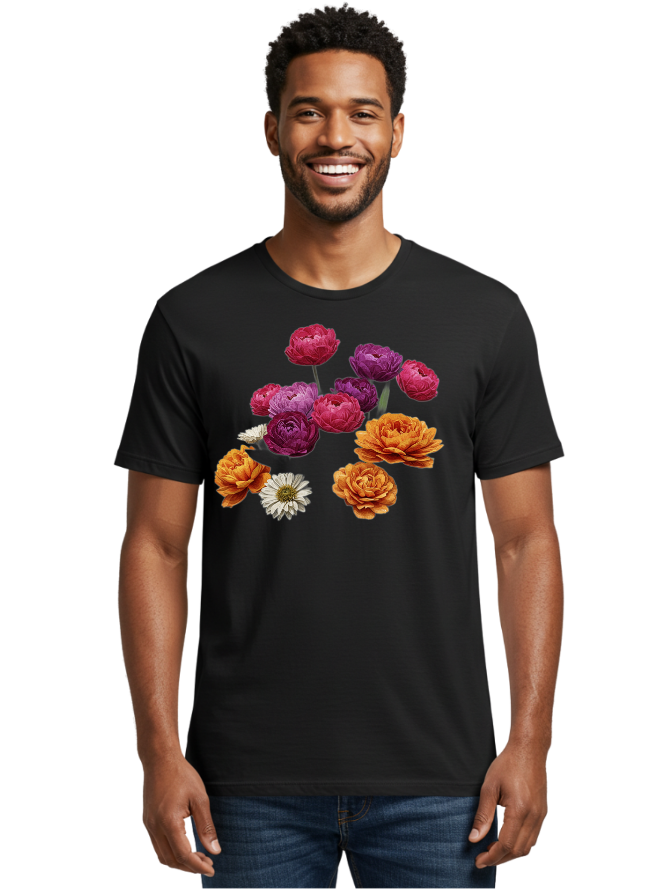 Ranunculus-Flowers Men'S Graphic Tee, 100% Cotton, Comfortable Casual Summer Wear, Machine Washable, Vintage Camera, Old Camera, Antique Camera, Black Camera, Classic Photography, Photography Equipment, Nostalgic Device, Film Camera, Bao783