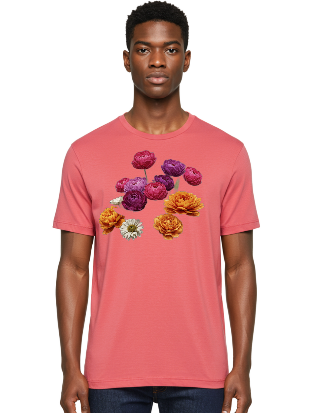 Ranunculus-Flowers Men'S Graphic Tee, 100% Cotton, Comfortable Casual Summer Wear, Machine Washable, Vintage Camera, Old Camera, Antique Camera, Black Camera, Classic Photography, Photography Equipment, Nostalgic Device, Film Camera, Bao783