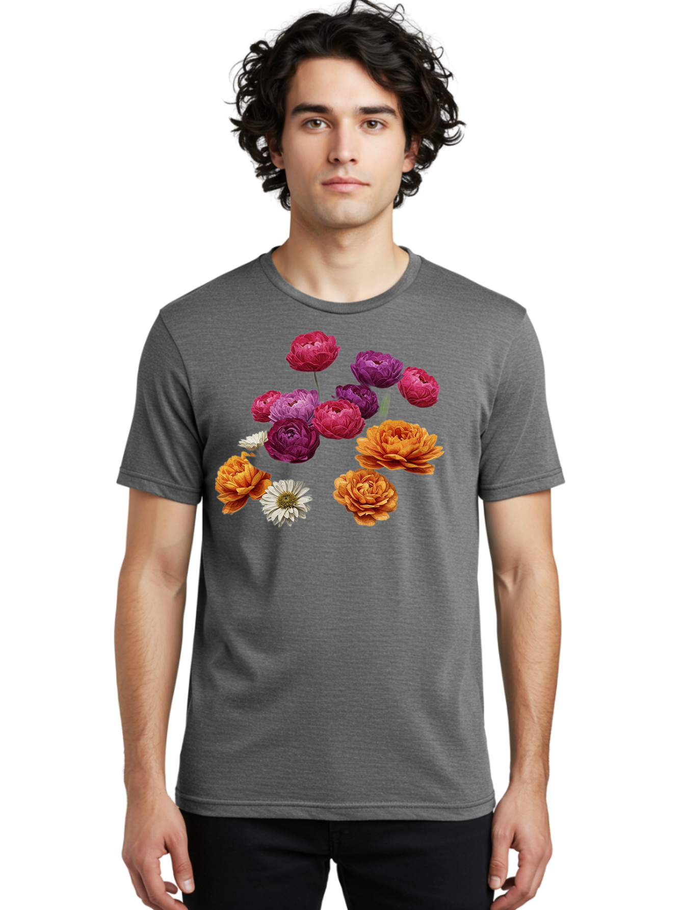 Ranunculus-Flowers Men'S Graphic Tee, 100% Cotton, Comfortable Casual Summer Wear, Machine Washable, Vintage Camera, Old Camera, Antique Camera, Black Camera, Classic Photography, Photography Equipment, Nostalgic Device, Film Camera, Bao783