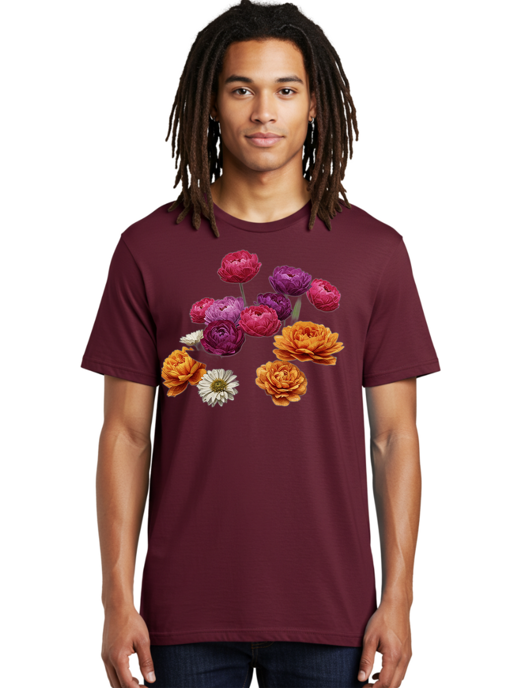 Ranunculus-Flowers Men'S Graphic Tee, 100% Cotton, Comfortable Casual Summer Wear, Machine Washable, Vintage Camera, Old Camera, Antique Camera, Black Camera, Classic Photography, Photography Equipment, Nostalgic Device, Film Camera, Bao783