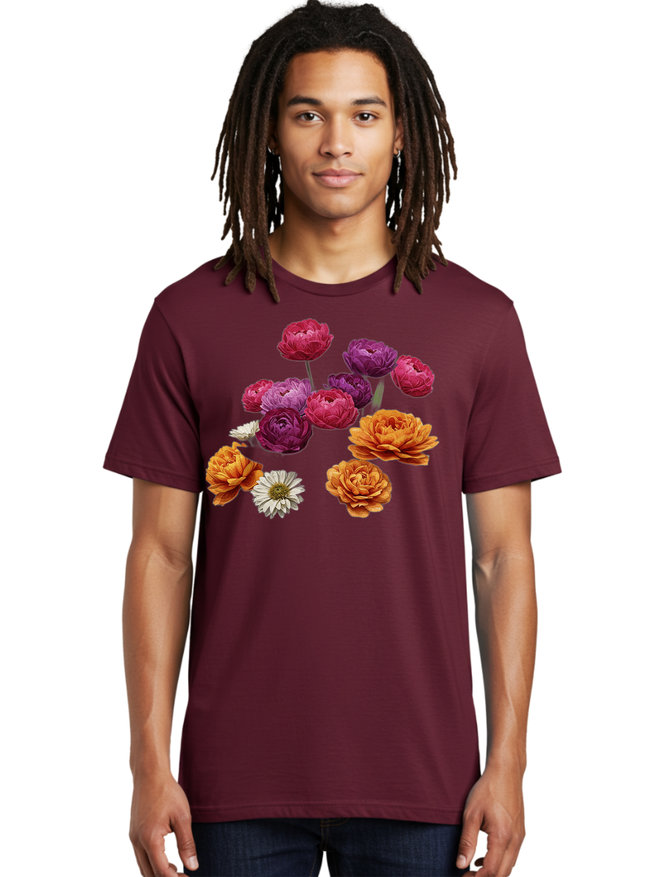 Ranunculus-Flowers Men'S Graphic Tee, 100% Cotton, Comfortable Casual Summer Wear, Machine Washable, Vintage Camera, Old Camera, Antique Camera, Black Camera, Classic Photography, Photography Equipment, Nostalgic Device, Film Camera, Bao783