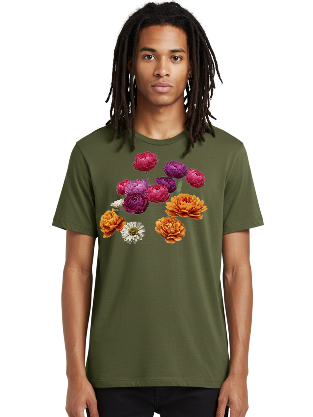 Ranunculus-Flowers Men'S Graphic Tee, 100% Cotton, Comfortable Casual Summer Wear, Machine Washable, Vintage Camera, Old Camera, Antique Camera, Black Camera, Classic Photography, Photography Equipment, Nostalgic Device, Film Camera, Bao783