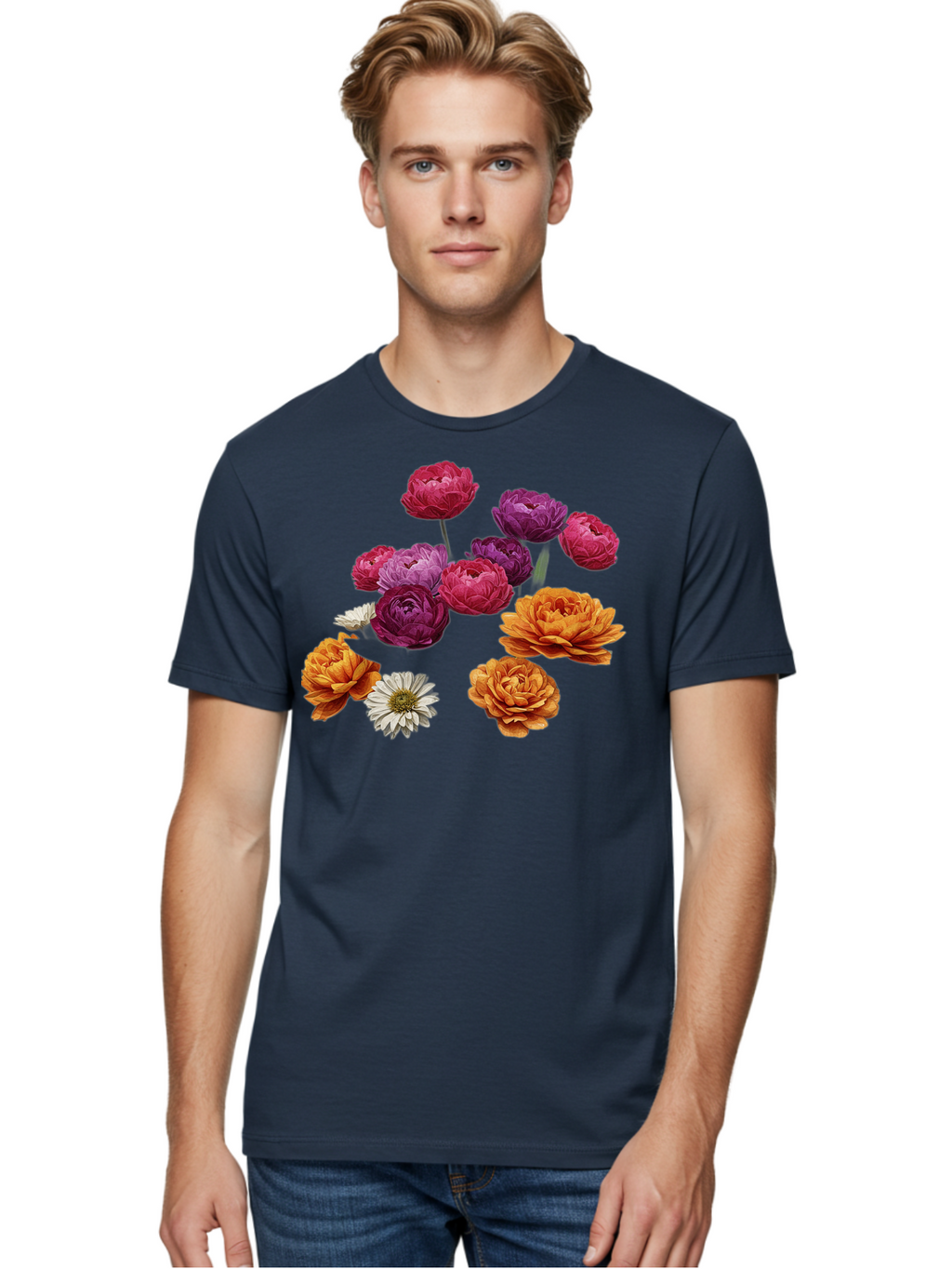 Ranunculus-Flowers Men'S Graphic Tee, 100% Cotton, Comfortable Casual Summer Wear, Machine Washable, Vintage Camera, Old Camera, Antique Camera, Black Camera, Classic Photography, Photography Equipment, Nostalgic Device, Film Camera, Bao783