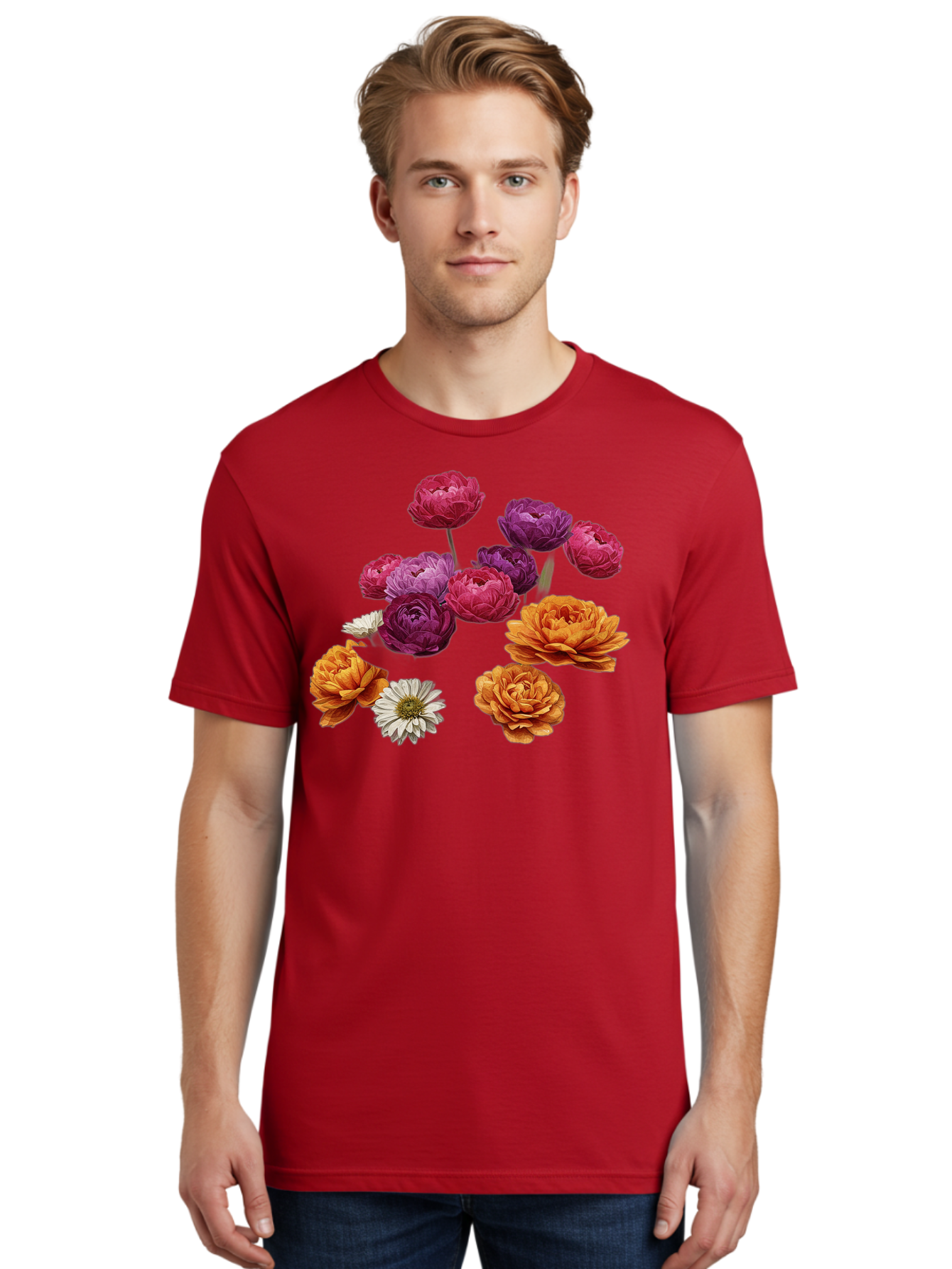 Ranunculus-Flowers Men'S Graphic Tee, 100% Cotton, Comfortable Casual Summer Wear, Machine Washable, Vintage Camera, Old Camera, Antique Camera, Black Camera, Classic Photography, Photography Equipment, Nostalgic Device, Film Camera, Bao783