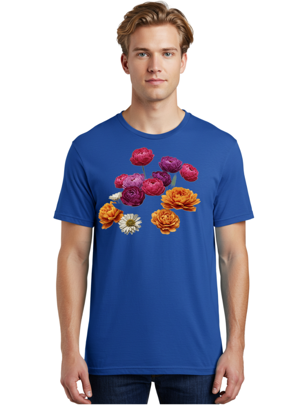 Ranunculus-Flowers Men'S Graphic Tee, 100% Cotton, Comfortable Casual Summer Wear, Machine Washable, Vintage Camera, Old Camera, Antique Camera, Black Camera, Classic Photography, Photography Equipment, Nostalgic Device, Film Camera, Bao783