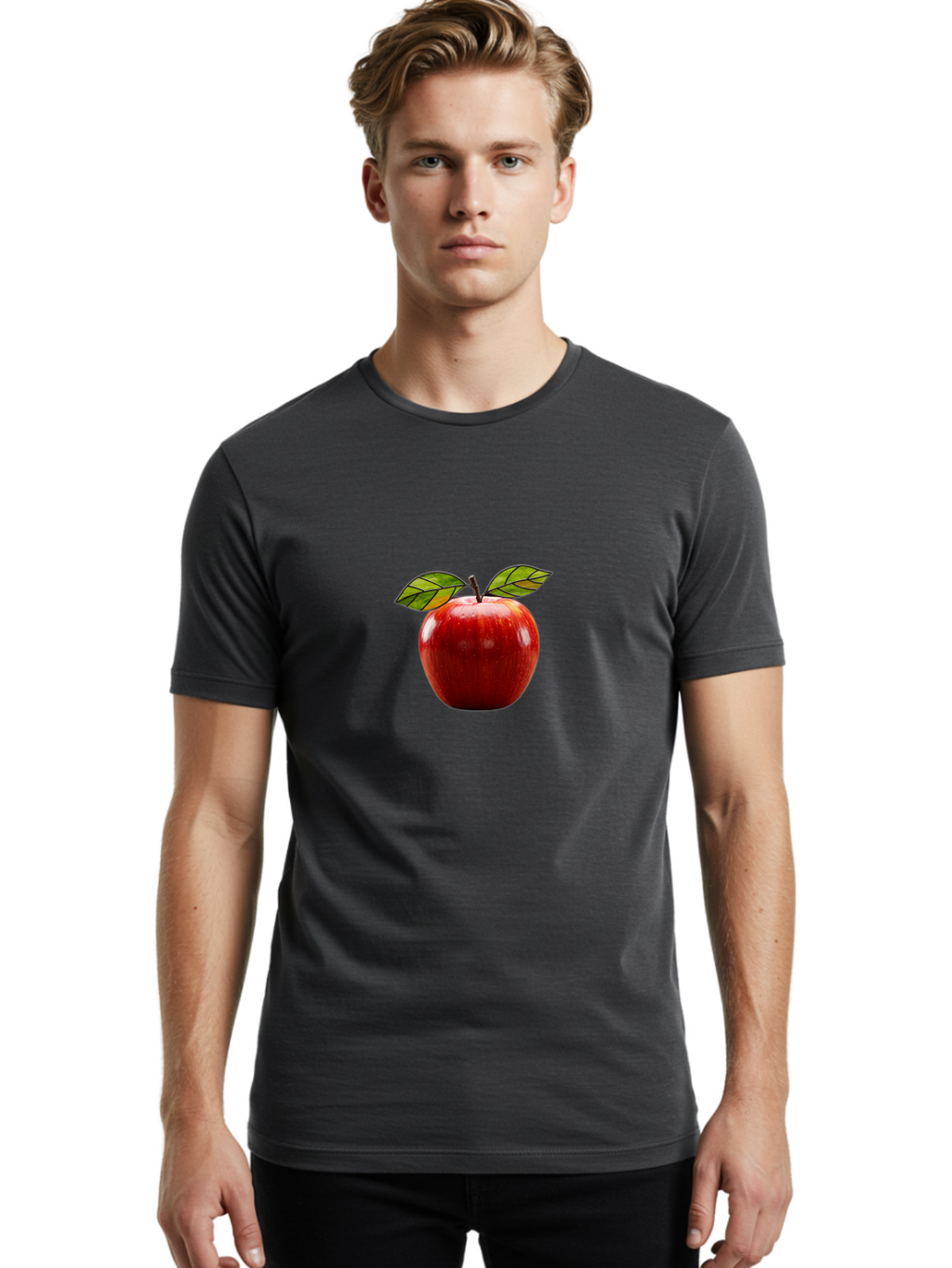Red-Apple-1 Men'S Graphic Tee, 100% Cotton, Comfortable Casual Summer Wear, Machine Washable, Vintage Camera, Old Camera, Antique Camera, Black Camera, Classic Photography, Photography Equipment, Nostalgic Device, Film Camera, Camera Art Bao784