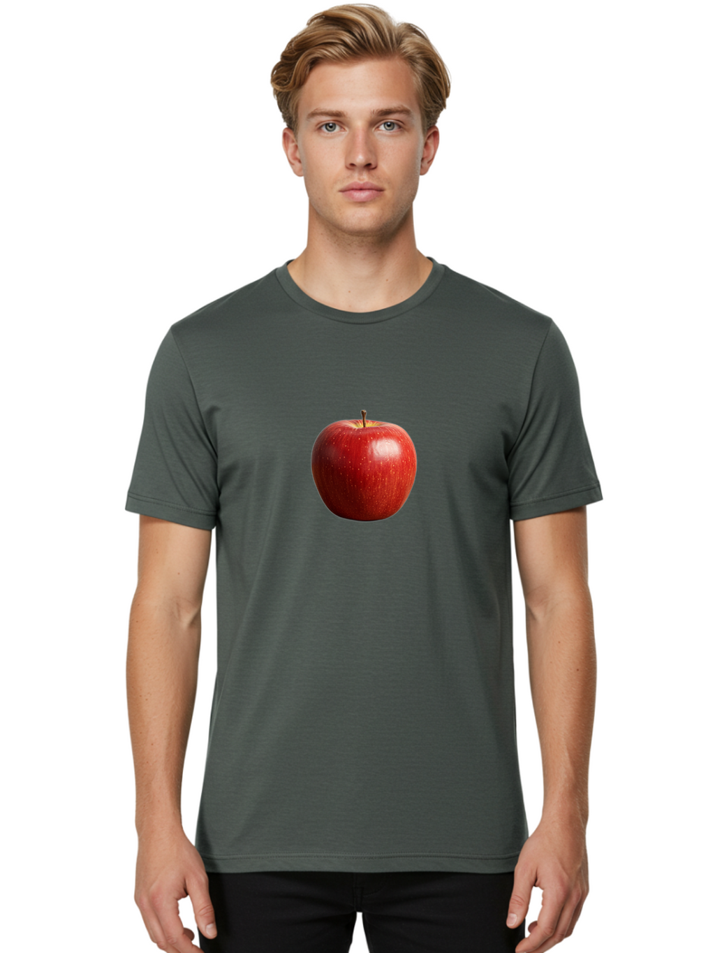 Red-Apple-2 Men'S Graphic Tee, 100% Cotton, Comfortable Casual Summer Wear, Machine Washable, Vintage Camera, Old Camera, Antique Camera, Black Camera, Classic Photography, Photography Equipment, Nostalgic Device, Film Camera, Camera Art Bao785