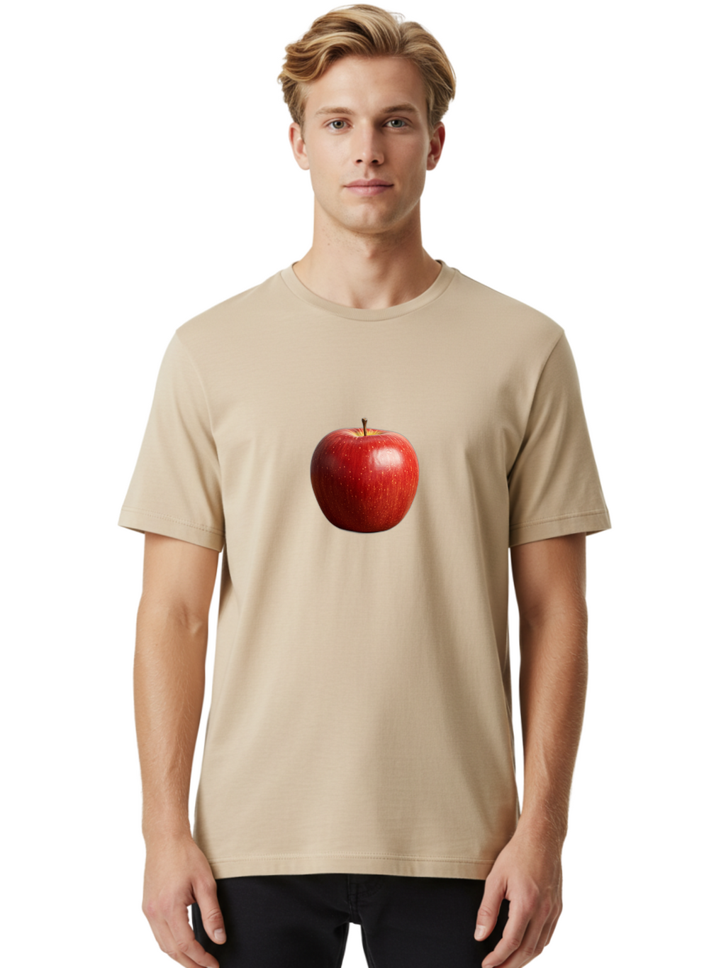Red-Apple-2 Men'S Graphic Tee, 100% Cotton, Comfortable Casual Summer Wear, Machine Washable, Vintage Camera, Old Camera, Antique Camera, Black Camera, Classic Photography, Photography Equipment, Nostalgic Device, Film Camera, Camera Art Bao785