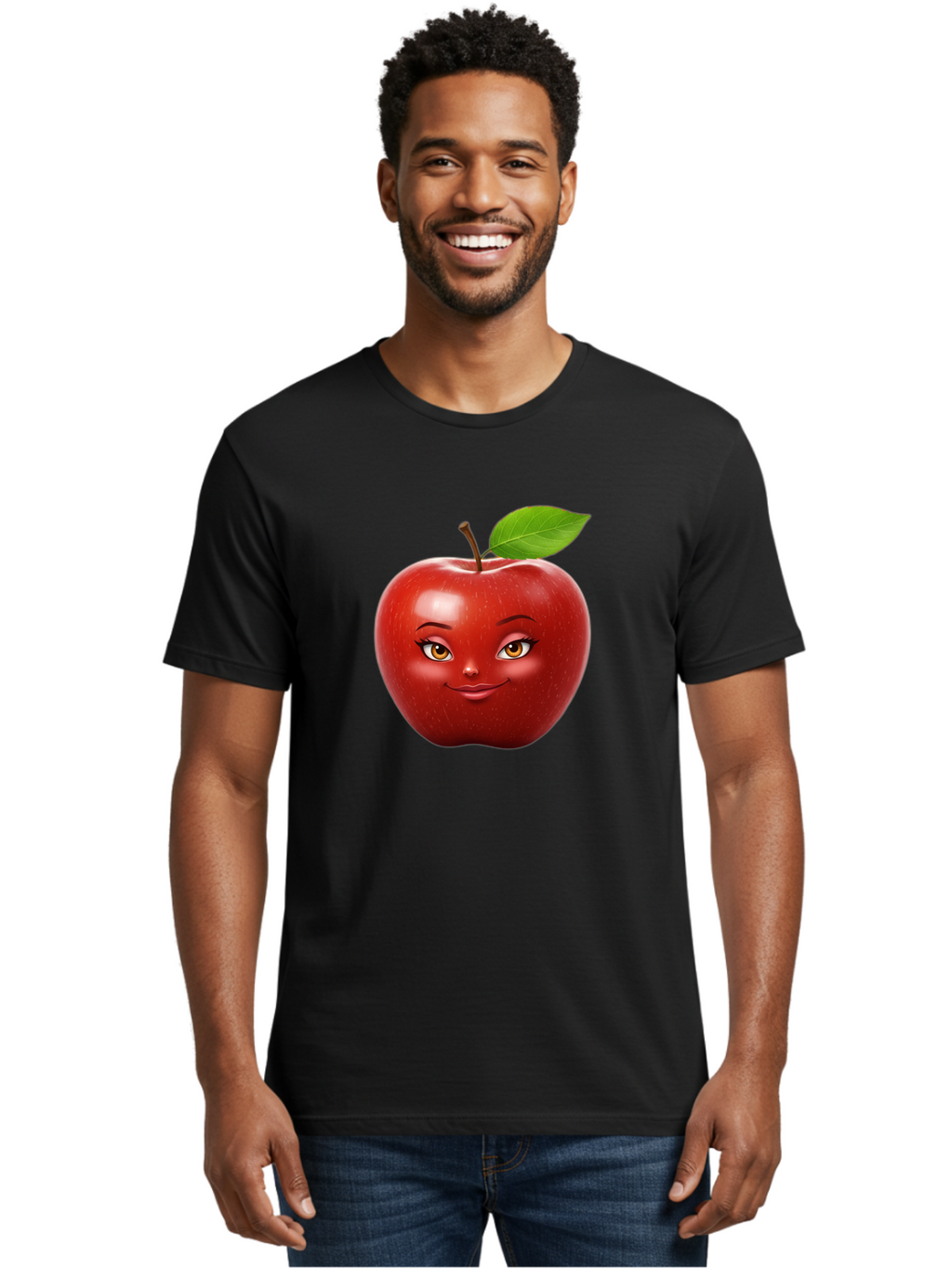 Red-Apple-With-Face Men'S Graphic Tee, 100% Cotton, Comfortable Casual Summer Wear, Machine Washable, Vintage Camera, Old Camera, Antique Camera, Black Camera, Classic Photography, Photography Equipment, Nostalgic Device, Film Camera, Bao791
