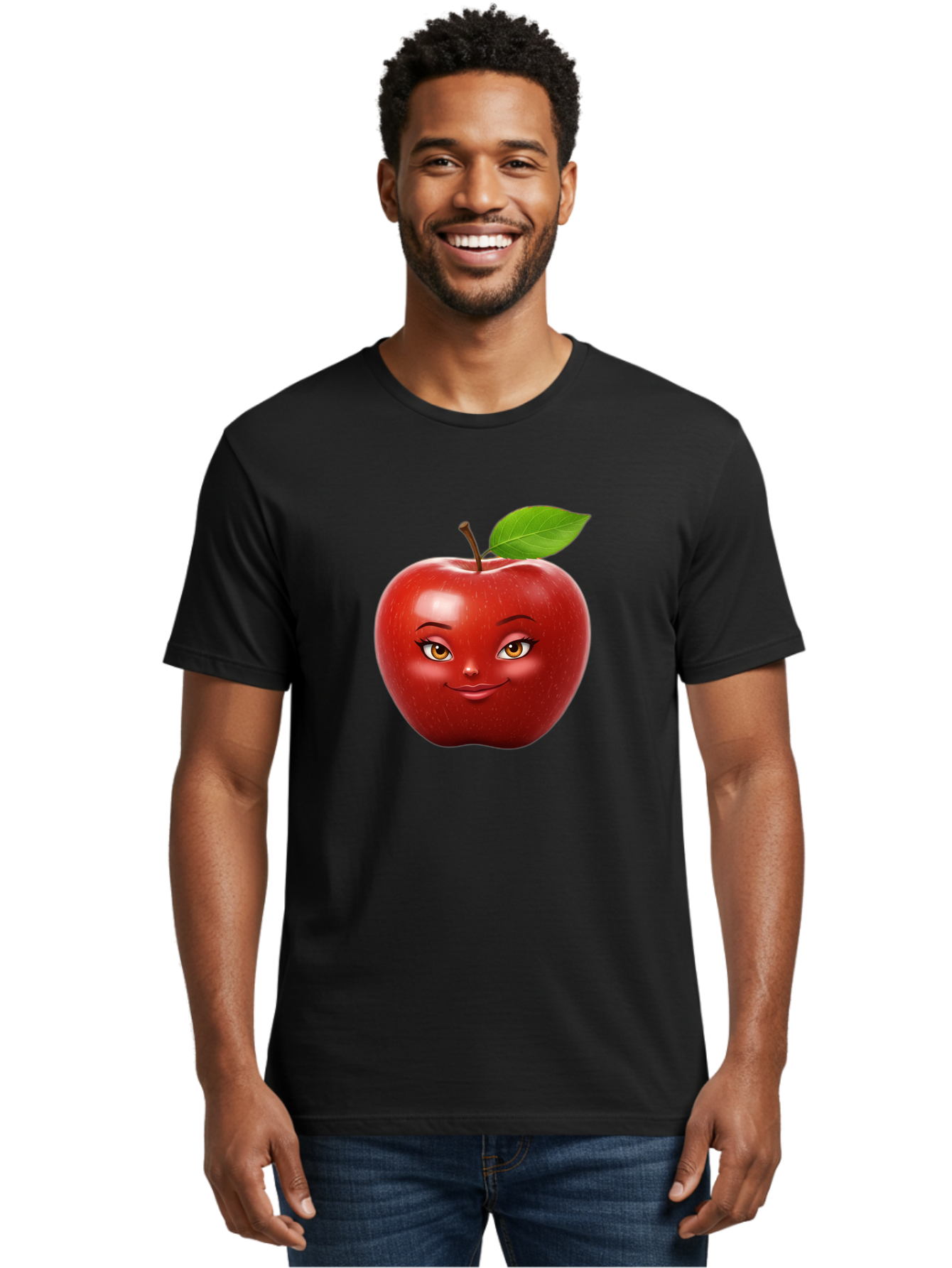 Red-Apple-With-Face Men'S Graphic Tee, 100% Cotton, Comfortable Casual Summer Wear, Machine Washable, Vintage Camera, Old Camera, Antique Camera, Black Camera, Classic Photography, Photography Equipment, Nostalgic Device, Film Camera, Bao791