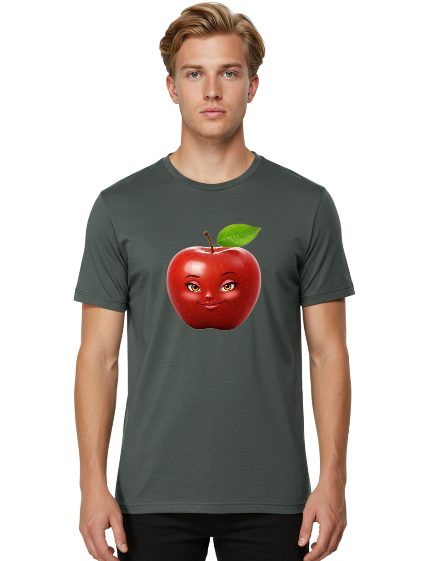 Red-Apple-With-Face Men'S Graphic Tee, 100% Cotton, Comfortable Casual Summer Wear, Machine Washable, Vintage Camera, Old Camera, Antique Camera, Black Camera, Classic Photography, Photography Equipment, Nostalgic Device, Film Camera, Bao791