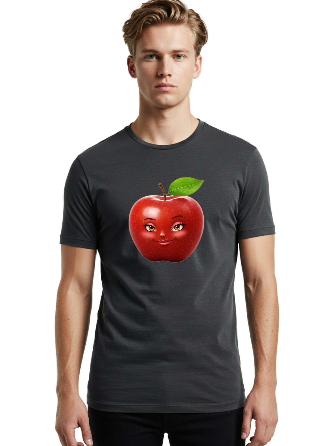 Red-Apple-With-Face Men'S Graphic Tee, 100% Cotton, Comfortable Casual Summer Wear, Machine Washable, Vintage Camera, Old Camera, Antique Camera, Black Camera, Classic Photography, Photography Equipment, Nostalgic Device, Film Camera, Bao791
