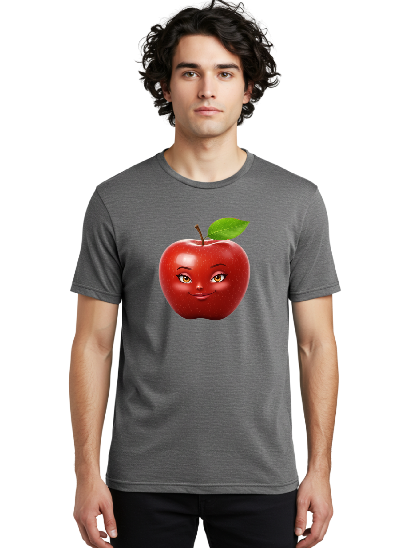 Red-Apple-With-Face Men'S Graphic Tee, 100% Cotton, Comfortable Casual Summer Wear, Machine Washable, Vintage Camera, Old Camera, Antique Camera, Black Camera, Classic Photography, Photography Equipment, Nostalgic Device, Film Camera, Bao791