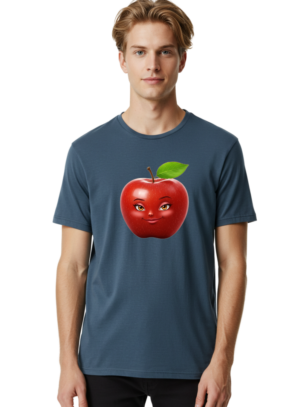 Red-Apple-With-Face Men'S Graphic Tee, 100% Cotton, Comfortable Casual Summer Wear, Machine Washable, Vintage Camera, Old Camera, Antique Camera, Black Camera, Classic Photography, Photography Equipment, Nostalgic Device, Film Camera, Bao791