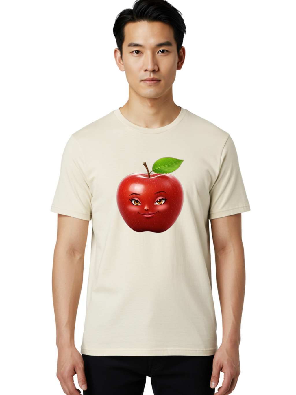 Red-Apple-With-Face Men'S Graphic Tee, 100% Cotton, Comfortable Casual Summer Wear, Machine Washable, Vintage Camera, Old Camera, Antique Camera, Black Camera, Classic Photography, Photography Equipment, Nostalgic Device, Film Camera, Bao791
