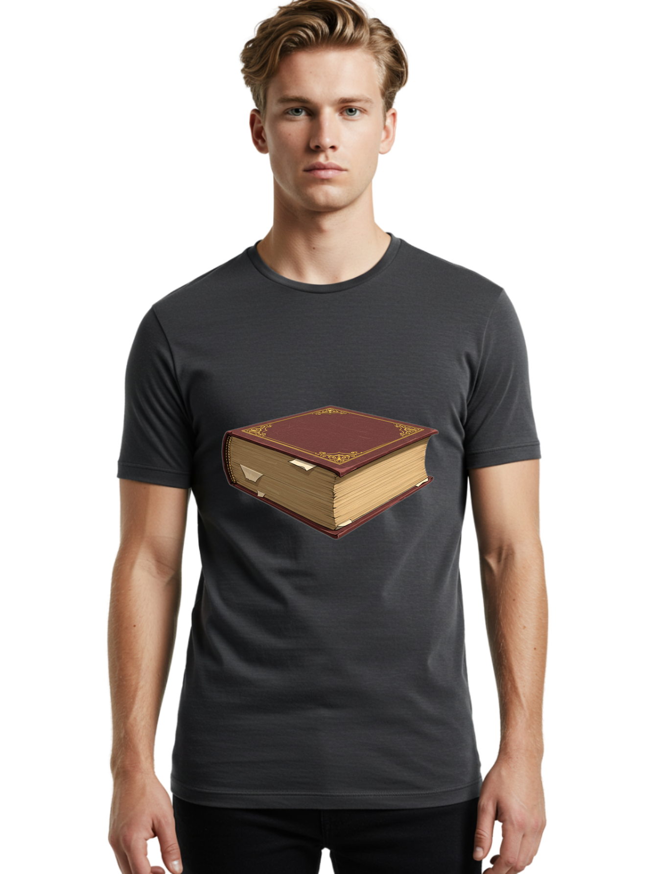Red-Leather-Bound-Book Men'S Graphic Tee, 100% Cotton, Comfortable Casual Summer Wear, Machine Washable, Vintage Camera, Old Camera, Antique Camera, Black Camera, Classic Photography, Photography Equipment, Nostalgic Device, Film Camera, Bao797