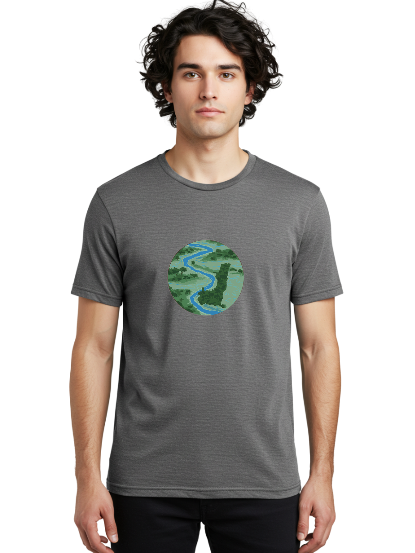 River-Landscape Men'S Graphic Tee, 100% Cotton, Comfortable Casual Summer Wear, Machine Washable, Vintage Camera, Old Camera, Antique Camera, Black Camera, Classic Photography, Photography Equipment, Nostalgic Device, Film Camera, Camera Art Bao799