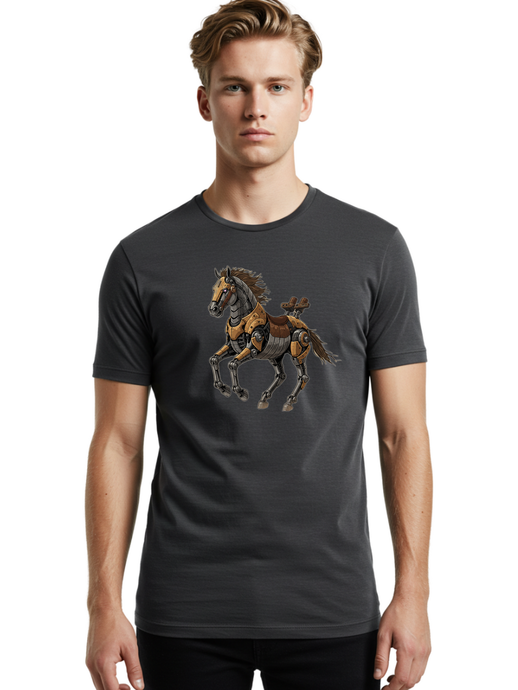 Robo-Horse Men'S Graphic Tee, 100% Cotton, Comfortable Casual Summer Wear, Machine Washable, Vintage Camera, Old Camera, Antique Camera, Black Camera, Classic Photography, Photography Equipment, Nostalgic Device, Film Camera, Camera Art Bao800