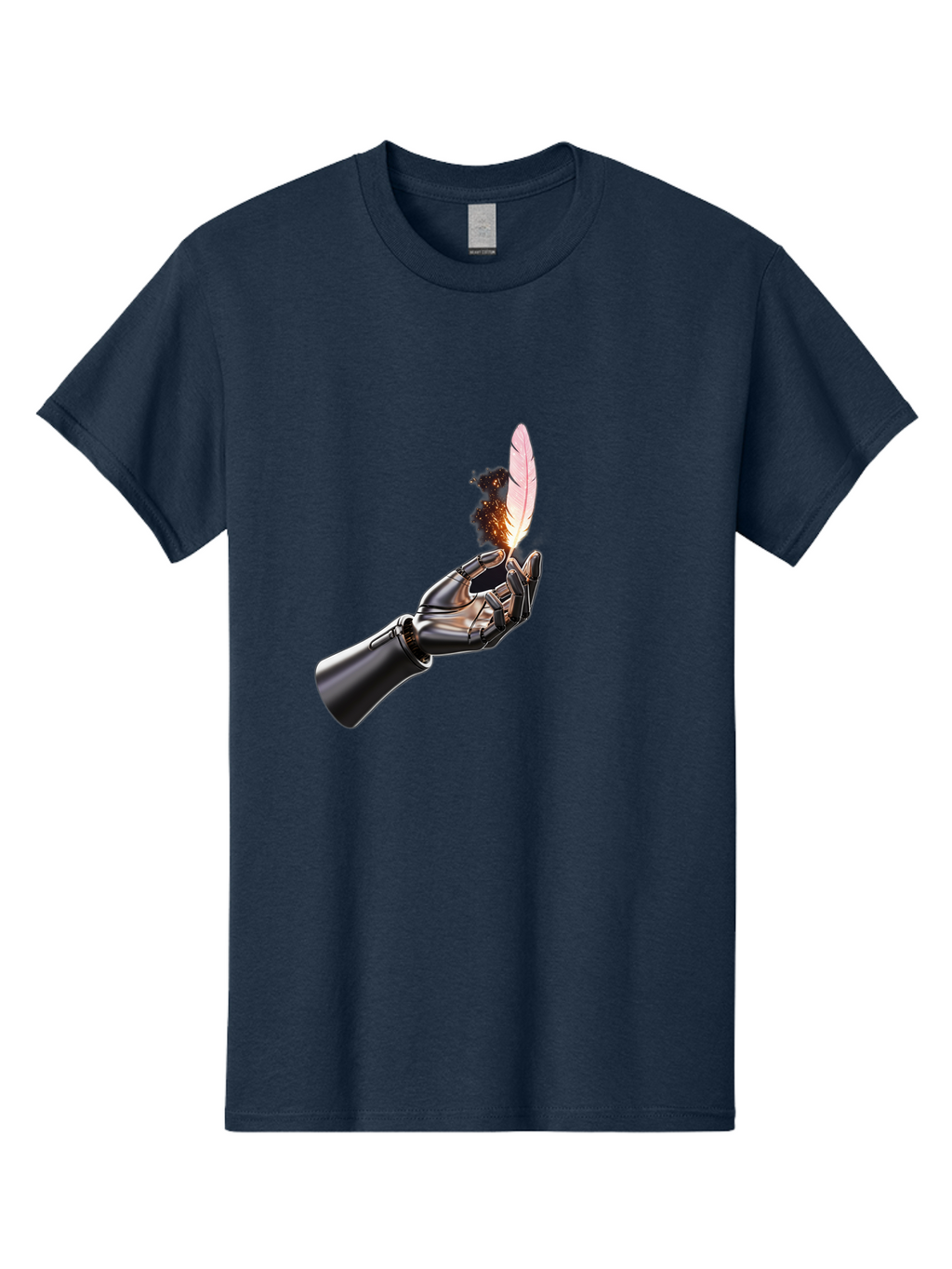 Robot-Hand-Holding-Feather-1 Men'S Graphic Tee, 100% Cotton, Comfortable Casual Summer Wear, Machine Washable, Vintage Camera, Old Camera, Antique Camera, Black Camera, Classic Photography, Photography Equipment, Nostalgic Device, Film Camera, Bao802