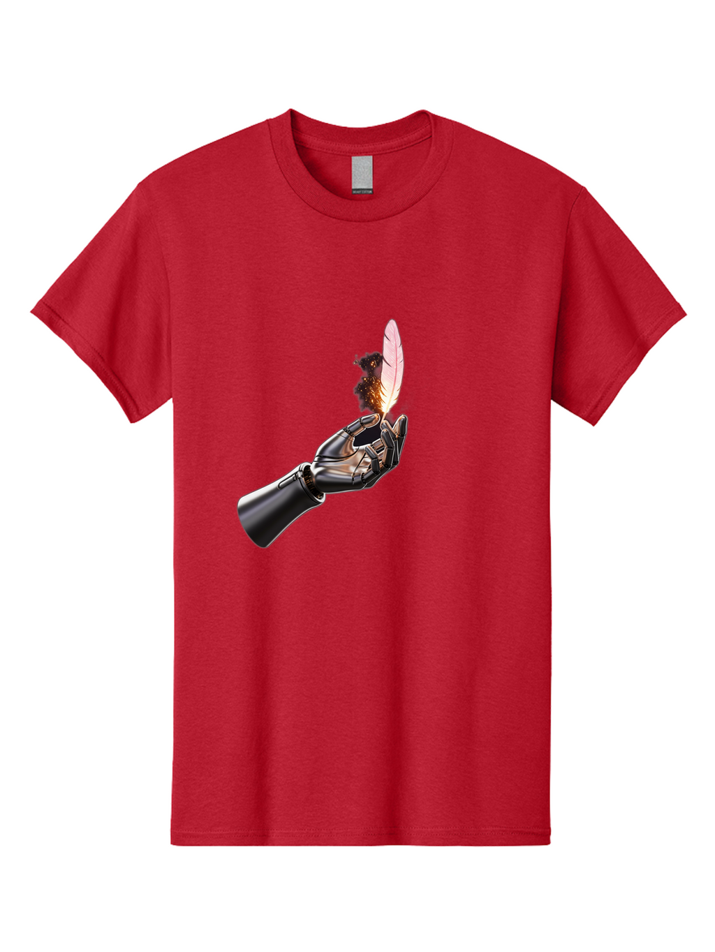 Robot-Hand-Holding-Feather-1 Men'S Graphic Tee, 100% Cotton, Comfortable Casual Summer Wear, Machine Washable, Vintage Camera, Old Camera, Antique Camera, Black Camera, Classic Photography, Photography Equipment, Nostalgic Device, Film Camera, Bao802