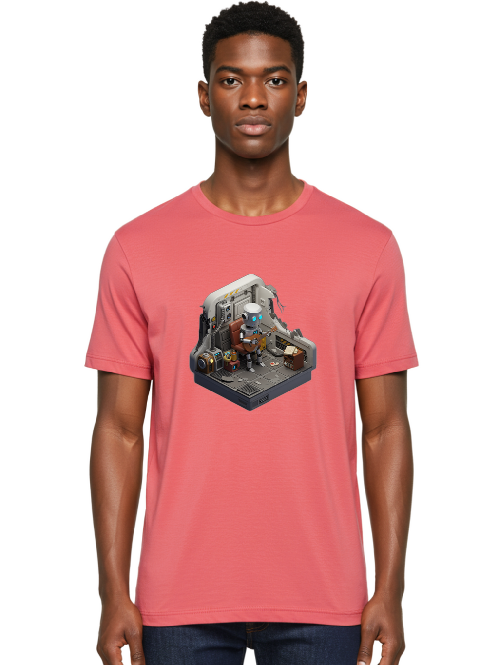Robot-In-Control-Room Men'S Graphic Tee, 100% Cotton, Comfortable Casual Summer Wear, Machine Washable, Vintage Camera, Old Camera, Antique Camera, Black Camera, Classic Photography, Photography Equipment, Nostalgic Device, Film Camera, Bao804