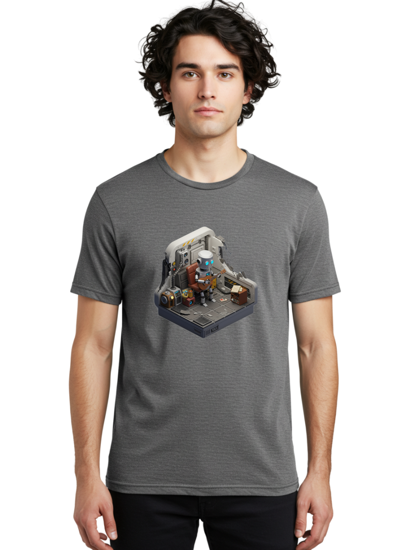 Robot-In-Control-Room Men'S Graphic Tee, 100% Cotton, Comfortable Casual Summer Wear, Machine Washable, Vintage Camera, Old Camera, Antique Camera, Black Camera, Classic Photography, Photography Equipment, Nostalgic Device, Film Camera, Bao804