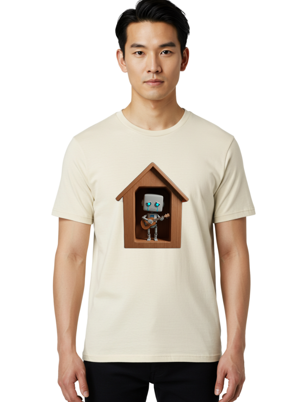 Robot-In-Dog-House Men'S Graphic Tee, 100% Cotton, Comfortable Casual Summer Wear, Machine Washable, Vintage Camera, Old Camera, Antique Camera, Black Camera, Classic Photography, Photography Equipment, Nostalgic Device, Film Camera, Bao805