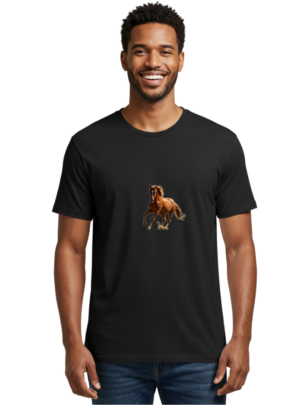 Running-Brown-Horse Men'S Graphic Tee, 100% Cotton, Comfortable Casual Summer Wear, Machine Washable, Vintage Camera, Old Camera, Antique Camera, Black Camera, Classic Photography, Photography Equipment, Nostalgic Device, Film Camera, Bao815