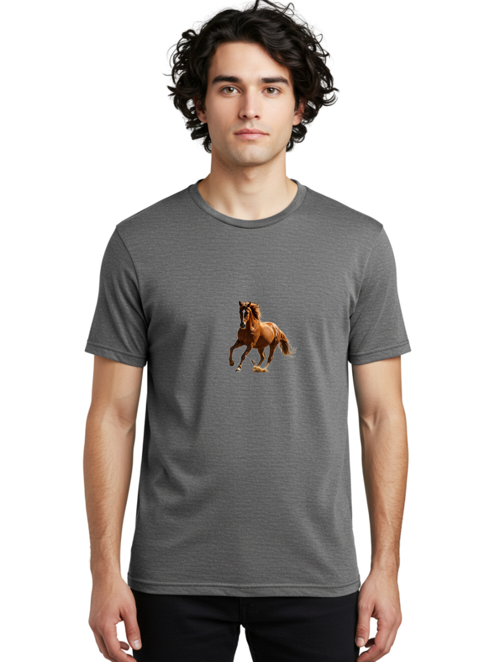 Running-Brown-Horse Men'S Graphic Tee, 100% Cotton, Comfortable Casual Summer Wear, Machine Washable, Vintage Camera, Old Camera, Antique Camera, Black Camera, Classic Photography, Photography Equipment, Nostalgic Device, Film Camera, Bao815