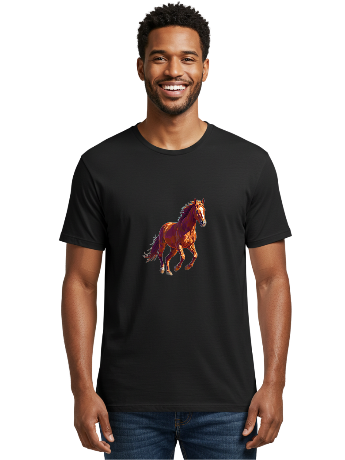 Running-Horse-1 Men'S Graphic Tee, 100% Cotton, Comfortable Casual Summer Wear, Machine Washable, Vintage Camera, Old Camera, Antique Camera, Black Camera, Classic Photography, Photography Equipment, Nostalgic Device, Film Camera, Camera Art Bao816