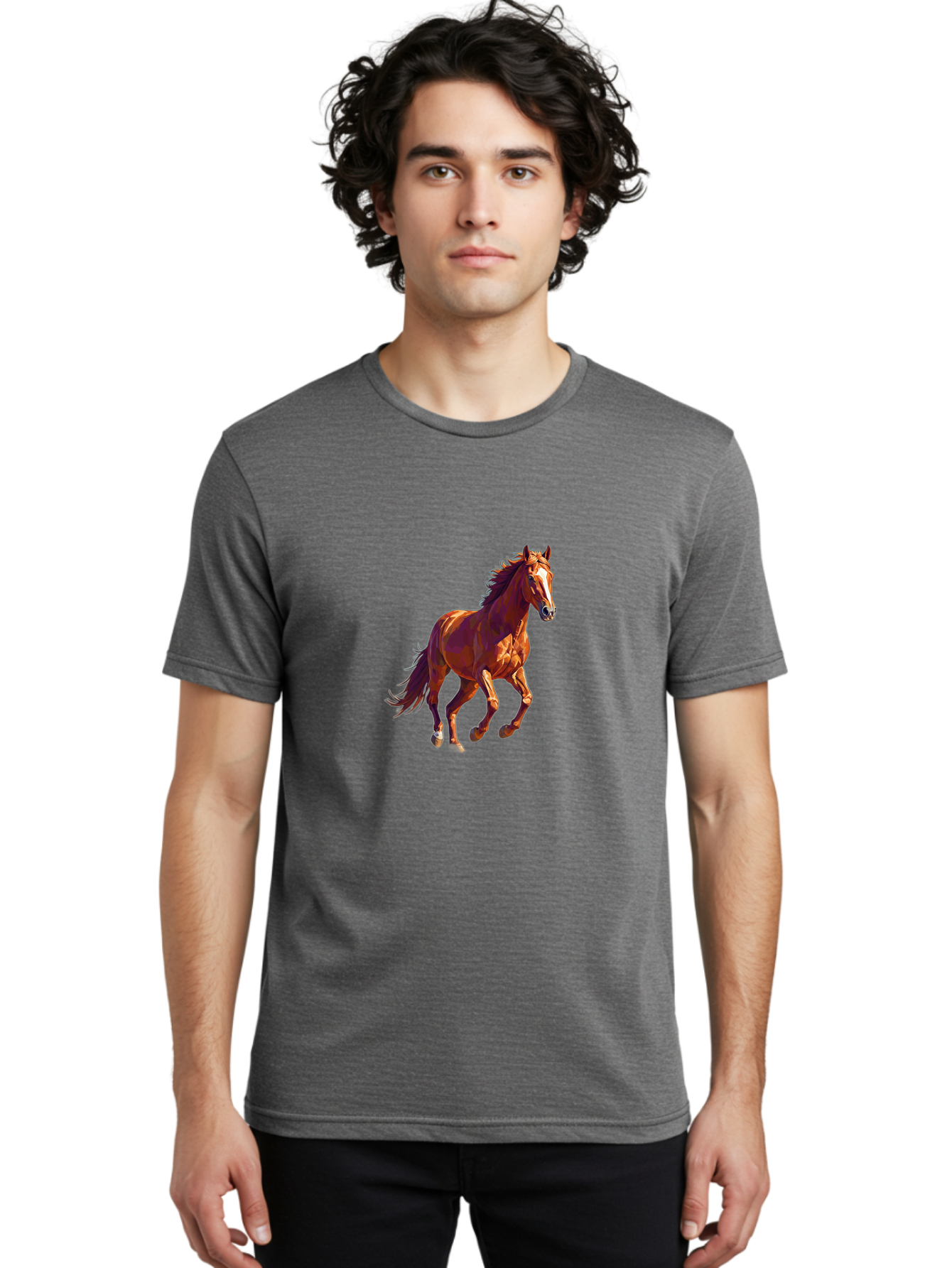 Running-Horse-1 Men'S Graphic Tee, 100% Cotton, Comfortable Casual Summer Wear, Machine Washable, Vintage Camera, Old Camera, Antique Camera, Black Camera, Classic Photography, Photography Equipment, Nostalgic Device, Film Camera, Camera Art Bao816