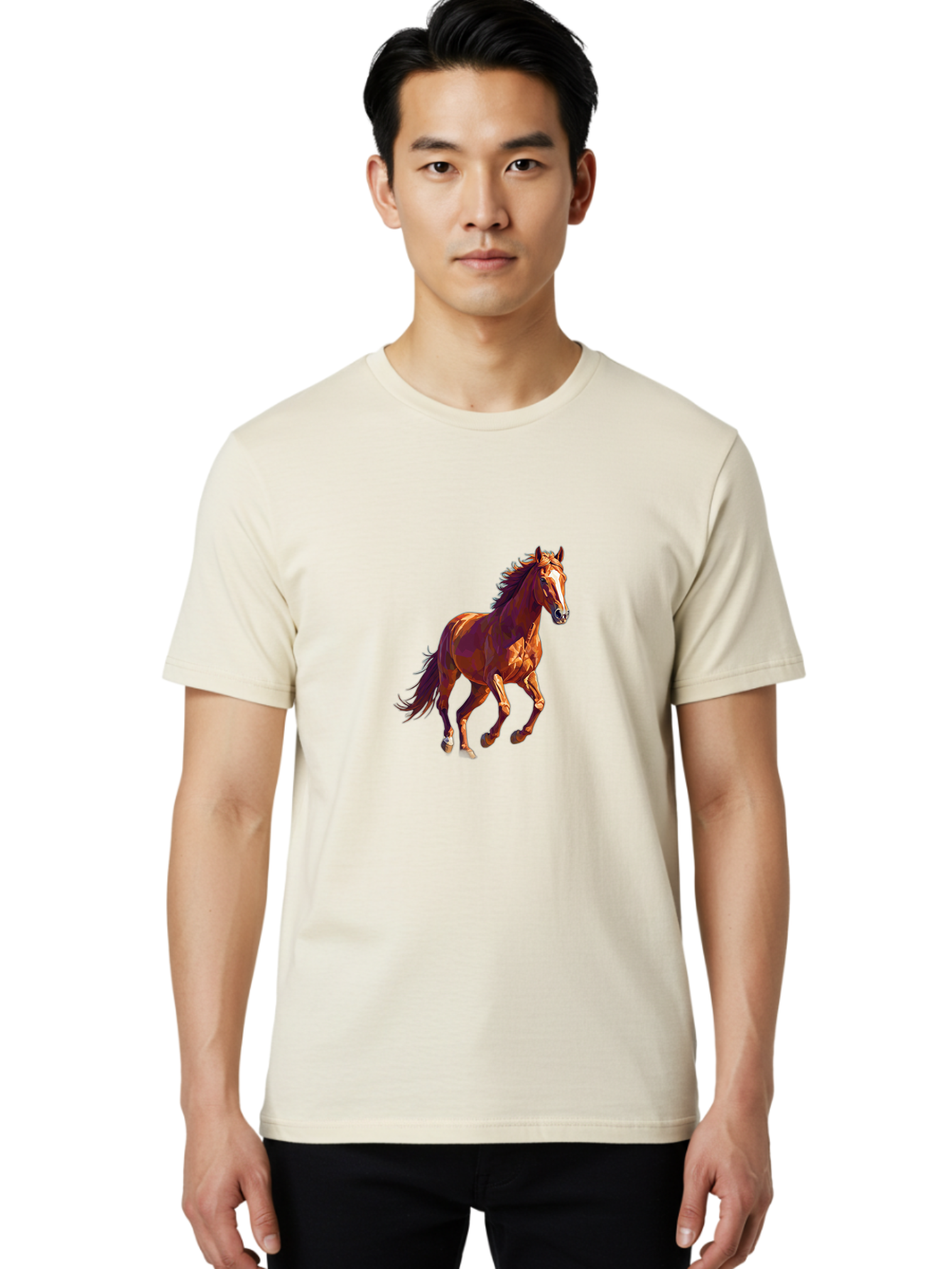 Running-Horse-1 Men'S Graphic Tee, 100% Cotton, Comfortable Casual Summer Wear, Machine Washable, Vintage Camera, Old Camera, Antique Camera, Black Camera, Classic Photography, Photography Equipment, Nostalgic Device, Film Camera, Camera Art Bao816