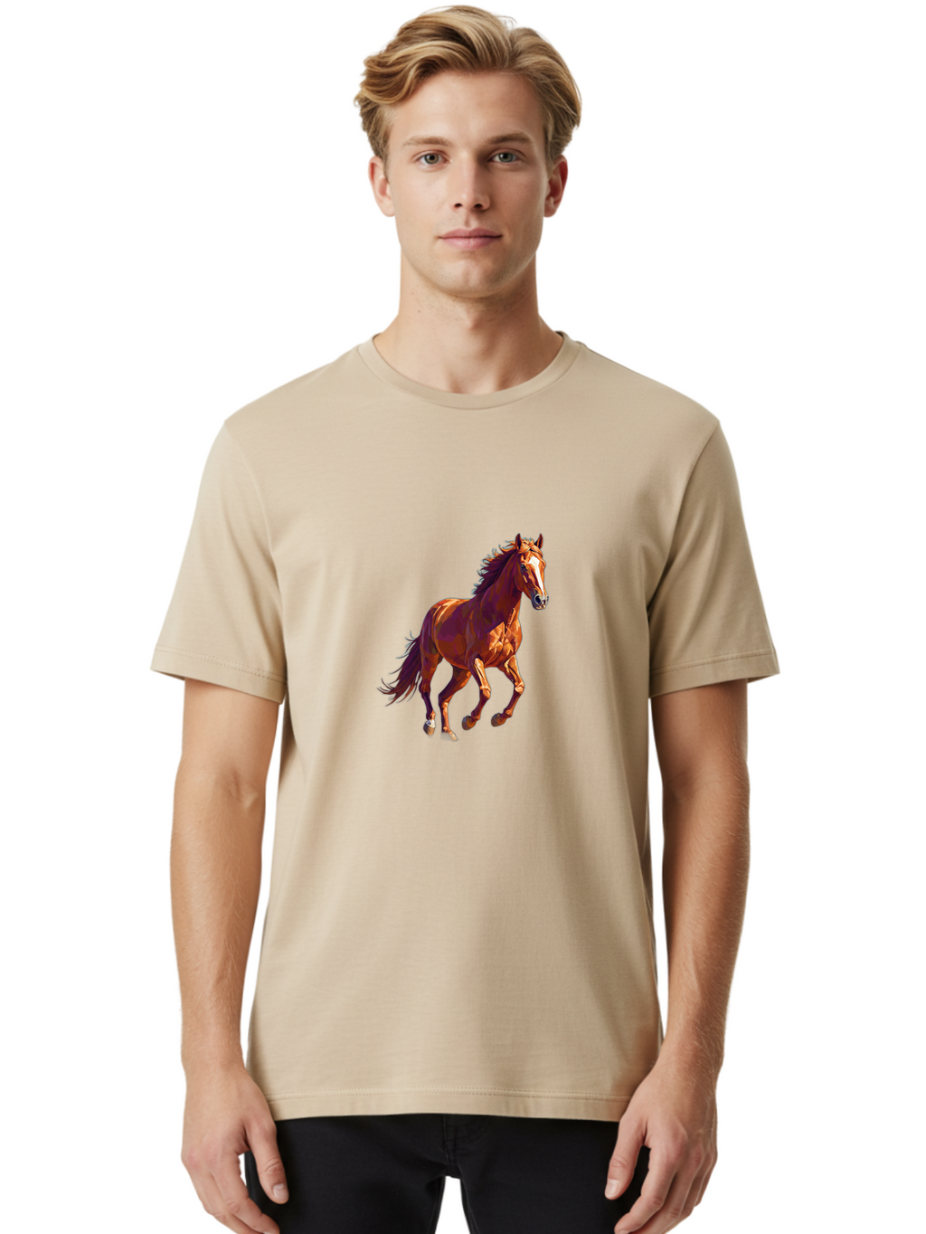 Running-Horse-1 Men'S Graphic Tee, 100% Cotton, Comfortable Casual Summer Wear, Machine Washable, Vintage Camera, Old Camera, Antique Camera, Black Camera, Classic Photography, Photography Equipment, Nostalgic Device, Film Camera, Camera Art Bao816